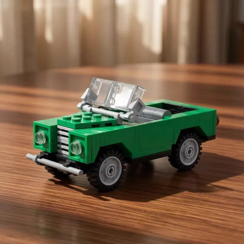 MOC Kreatives Mini Grünes Stadt-Kabriolet Geländefahrzeug Baustein-Set DIY Lehrreiches Montage-Spielzeug für Kinder Geschenk Dekoration – Detail 2
