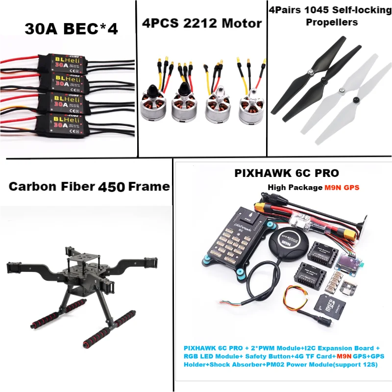 

Angeltoy PIXHAWK 6C PRO M8N/M9N/M10 новый интеллектуальный дрон с открытым исходным кодом FLY450 квадрокоптер самолет BLHELI 30A 2212 мотор ESC