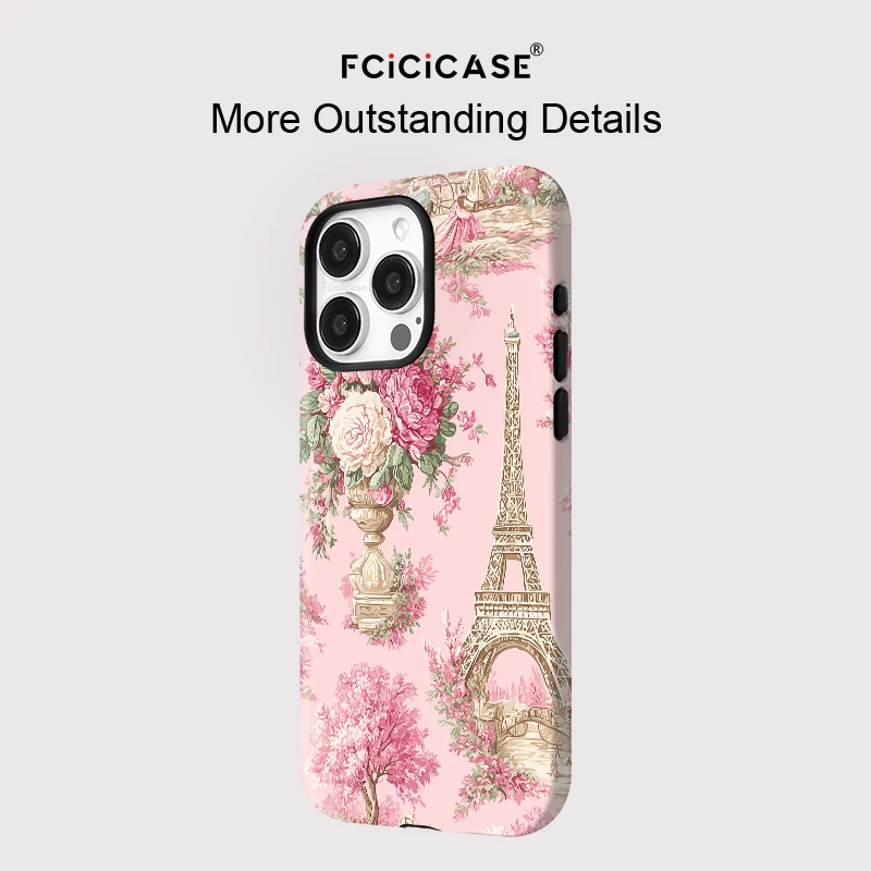 حافظة Fcicicase الفاخرة على شكل زهرة لهاتف آيفون 16 15 14 Plus 13 12 Pro Max 11 لهاتف Magsafe أكريليك من البولي يوريثان الحراري 2 in1 غطاء مغناطيسي مزدوج الطبقة #5