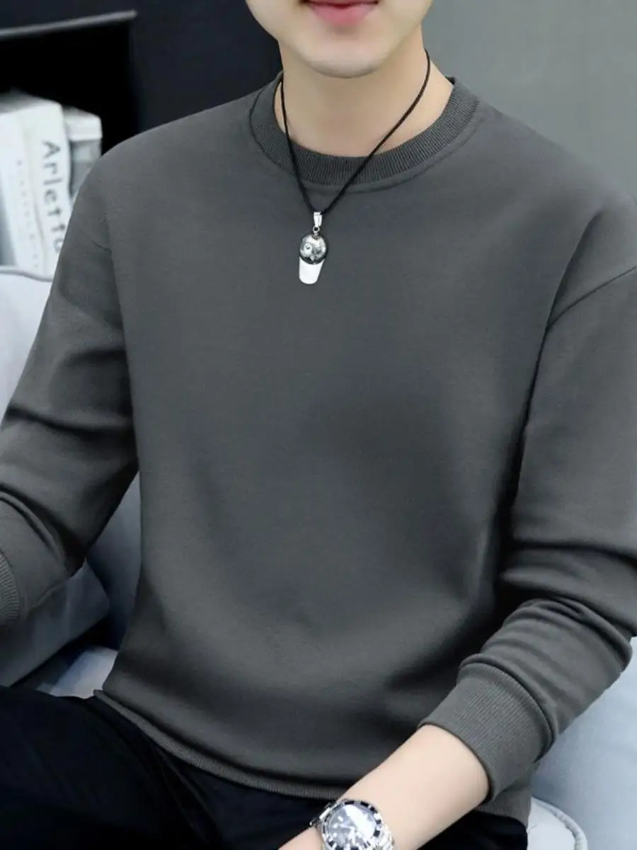

Early Autumn Men's Hoodie Long Sve Loose Fit round Ne T-irt Casual Sle Spring 2026 New Arrival Bright Tead Detail
