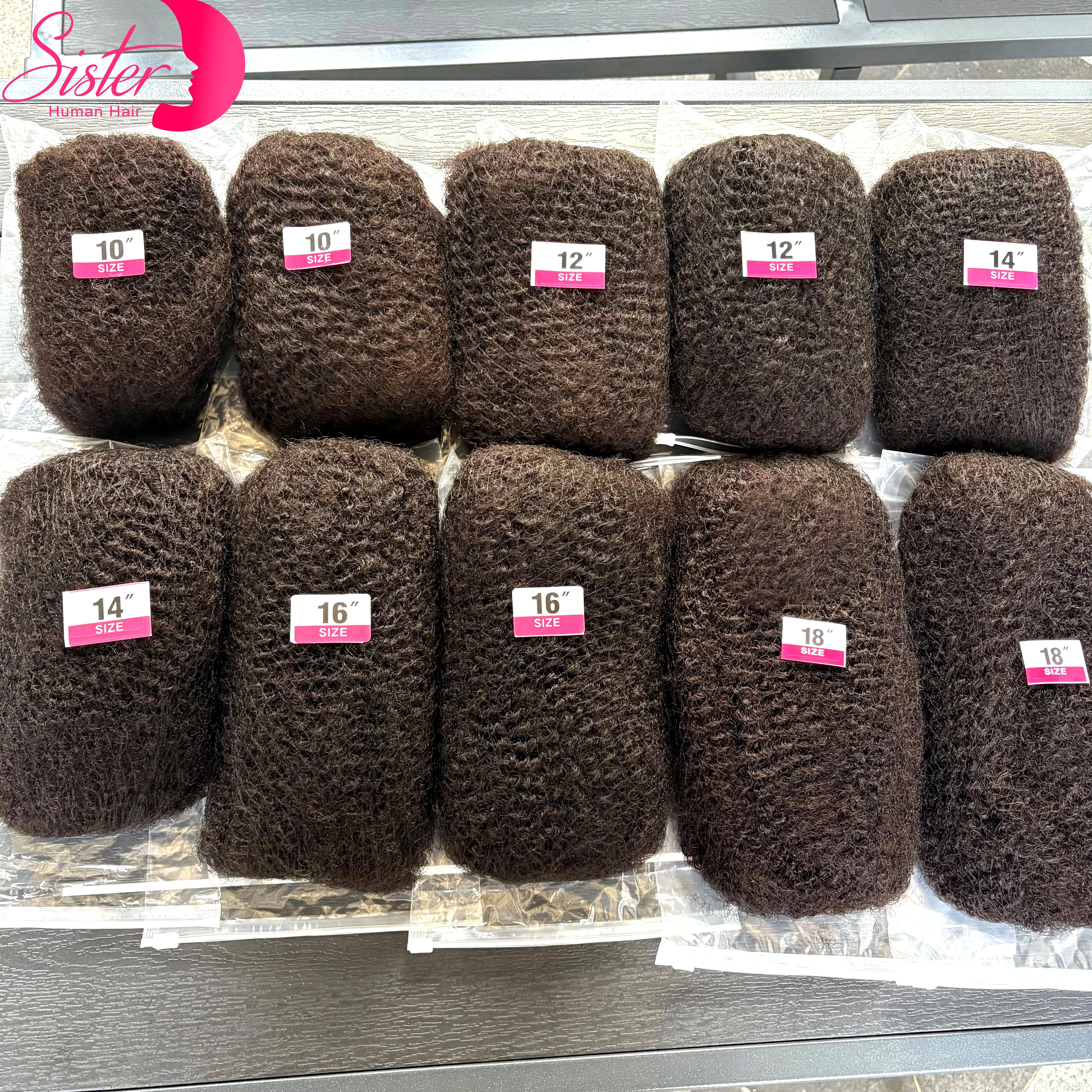 Ekstensi Rambut Manusia Afro Kinky Bulk 4C 10-18 Inci Tanpa Weft 30 atau 50g/Pak Remy Brazil untuk Locs Micro Twist Braiding Hair