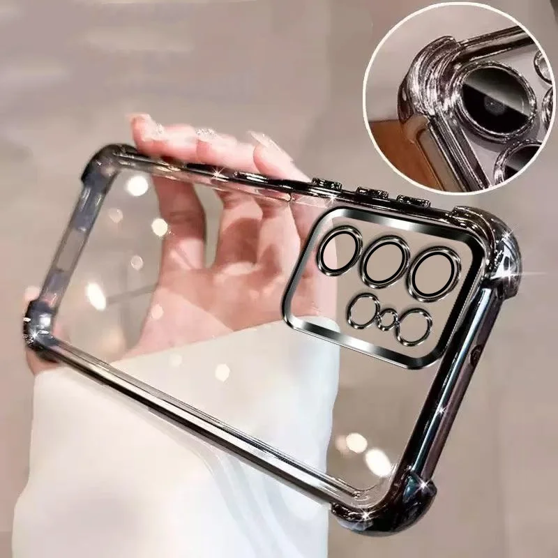 Fashion solid color transparent phone case suitable for Samsung Galaxy S26 S25 S24 S23 S22 S20FE/Ultra/Plus anti drop back cover