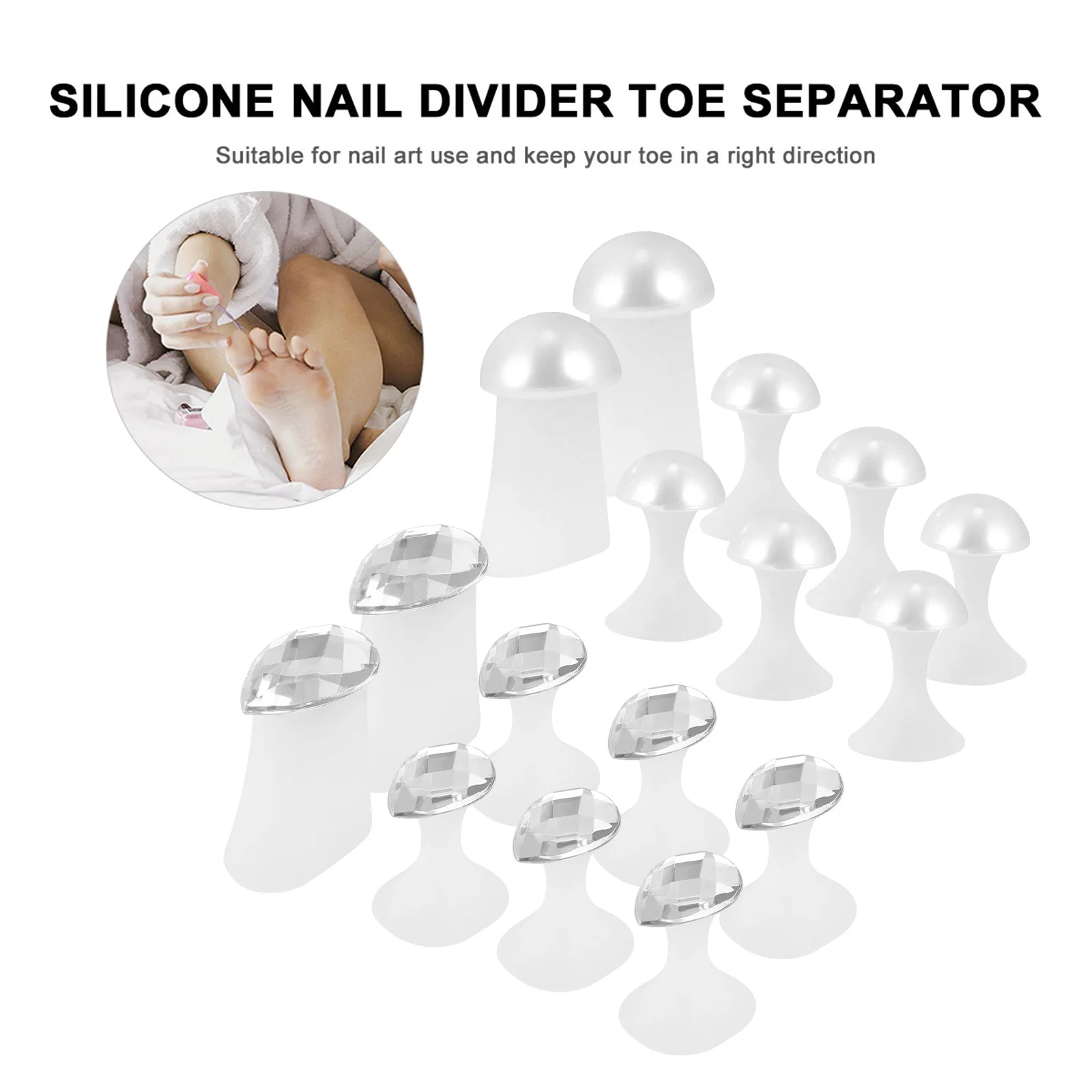 2セット トゥセパレーター シリコン製 足指セパレーター ネイルアート ペディキュア矯正 ジェル トゥスペーサー マニキュア用 ヘルスケアツール