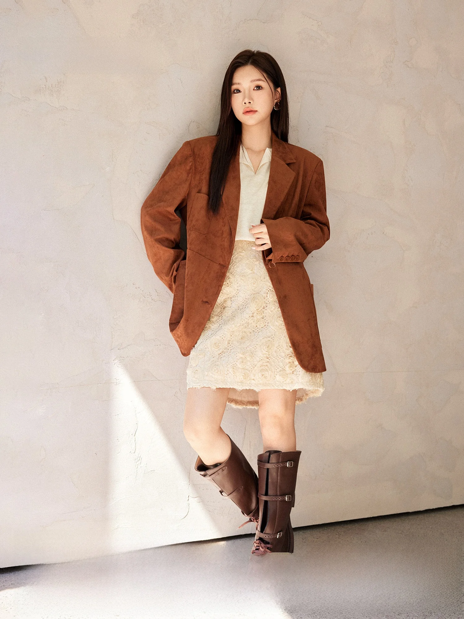 

Свободное замшевое куртка больших размеров с большой нашивкой, осенне-зимнее пальто Barn Sle Mermaid, красное, зеленое, вечернее, PlusMall