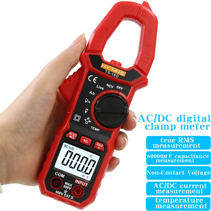 HYTAIS TS-18D AC/DC Digital Clamp meter high precision multimeter clamp ammeter temperature capacitor clamp meter