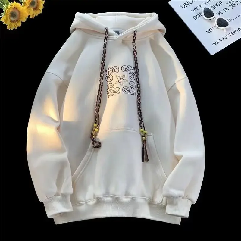 

Print With Pockets Baggy Male Hoodie Y2k Vintage Aesthetic Korean Style New In Cheap Sweat Shirt Cotton Men's Hooded Sweatshirt