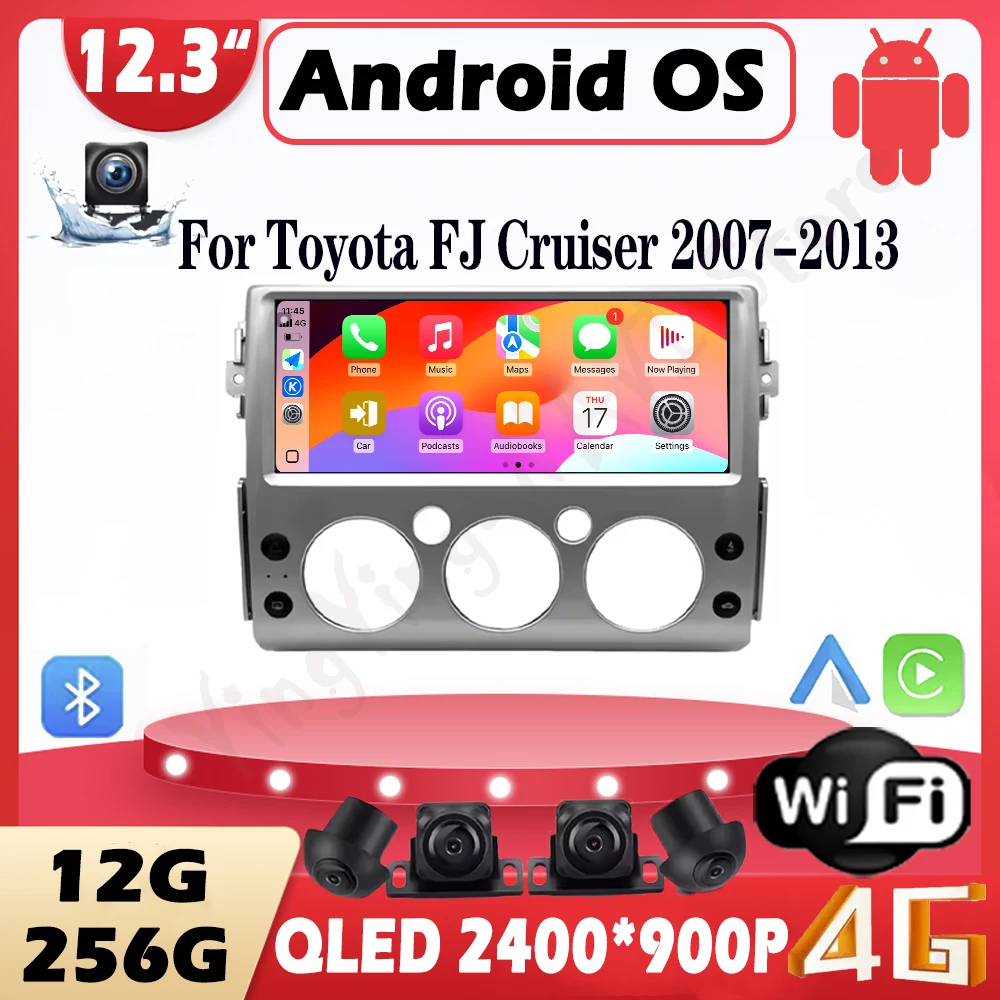 

For Toyota FJ Cruiser 2007-2013 Car Multimedia Player Android15 GPS Navigation Auto Tools DSP Stereo CarPlay QLED Screen