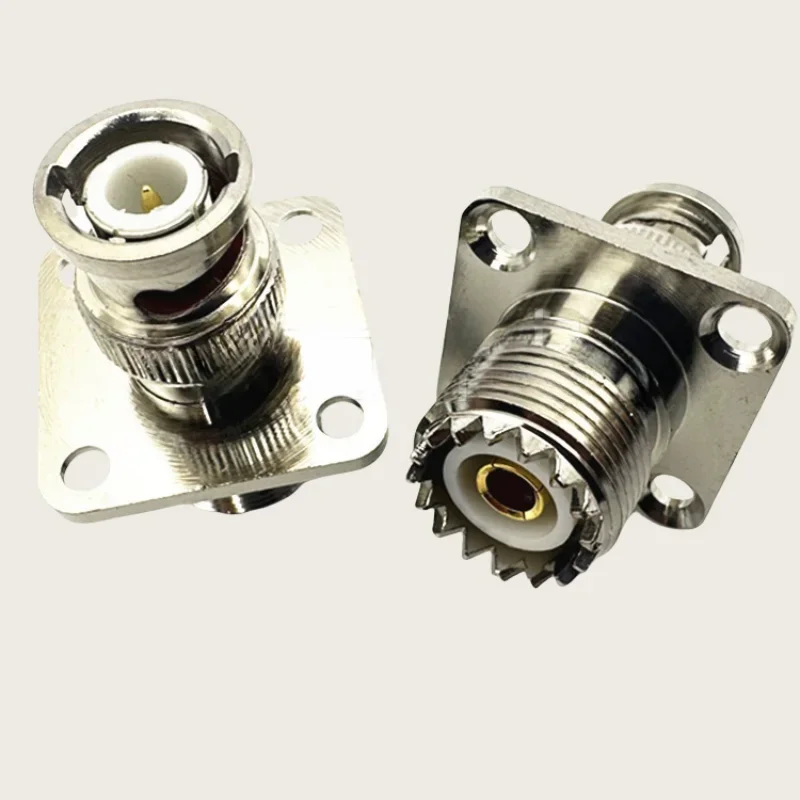 1pcs\lot RF coaxial connector Q9 BNC Male to UHF Female 4-hole flange square plate adapter 25 * 25mm