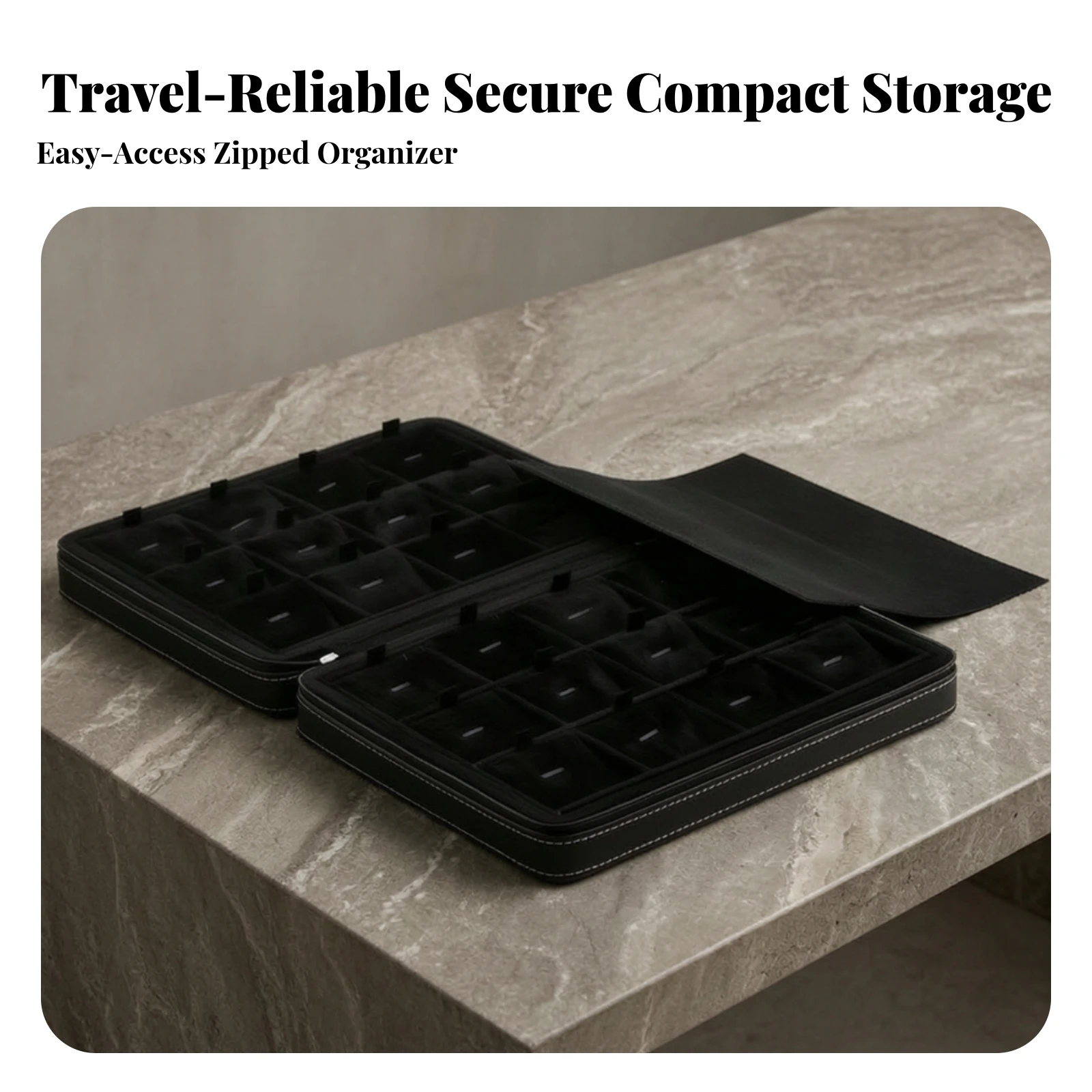 Jewelry Storage Case with Compartments Zippered Jewelry Organizer with Zipper Pendant Display Case Hard Shell Multifunctional