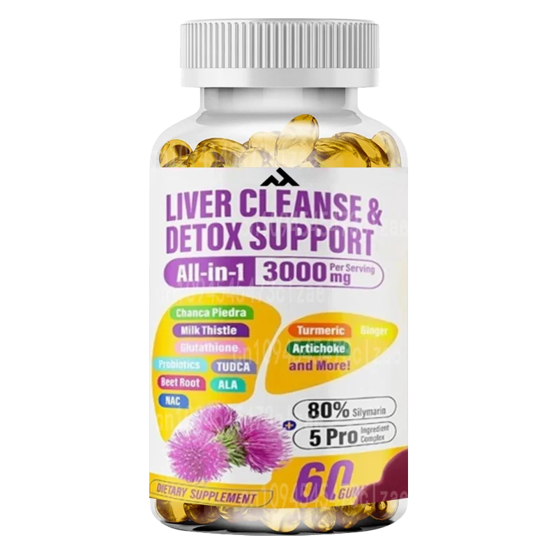 

Liver Purification and Cleansing Support, 29 in 1, Containing Milk Thistle, Turmeric, Glutathione, Etc., 60 Gummies