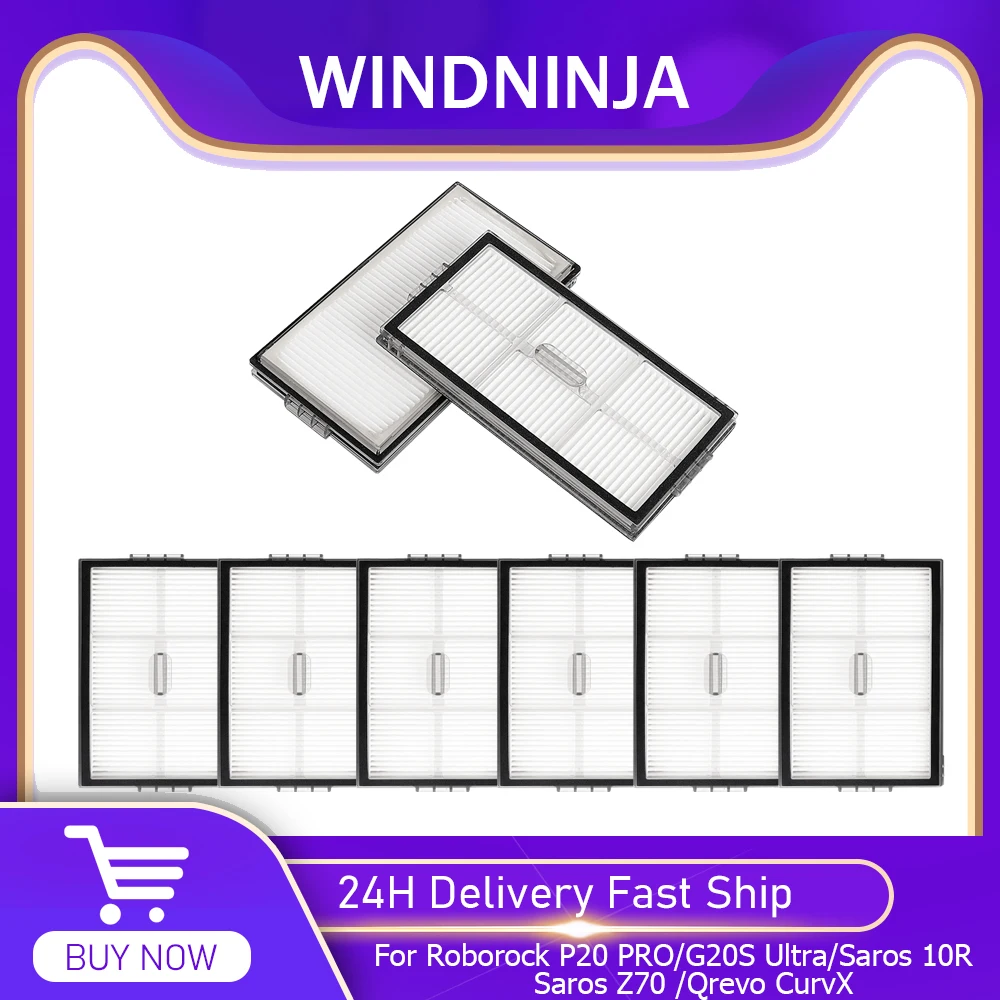 مرشحات HEPA لـ Roborock P20 PRO/G20S Ultra/Saros 10R /Saros Z70 /Qrevo CurvX روبوت فراغ قابل للغسل مرشحات فراغ الملحقات