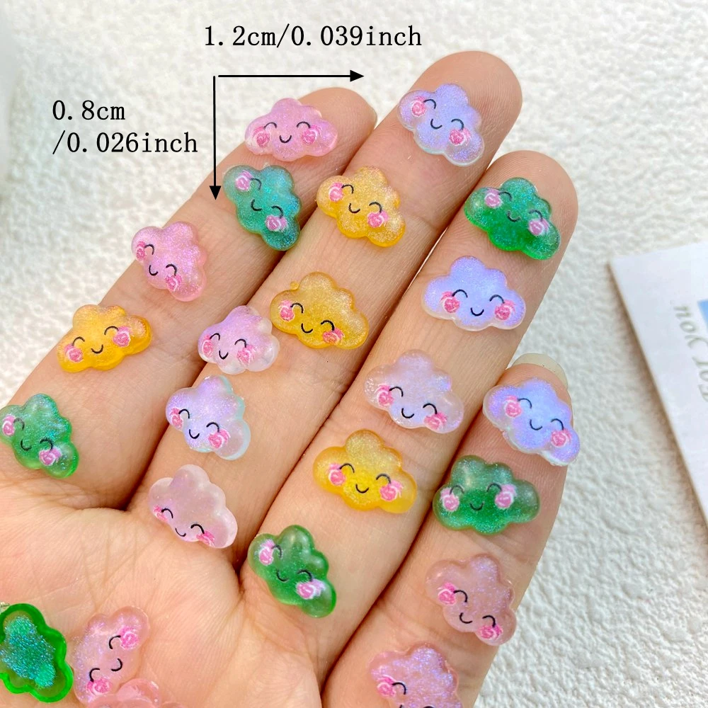 50Pcs New Cute Resin Mini Cartoon Sparkling Clouds Series Flat Back Manicure Parts Embellishments For Hair Bows Accessories