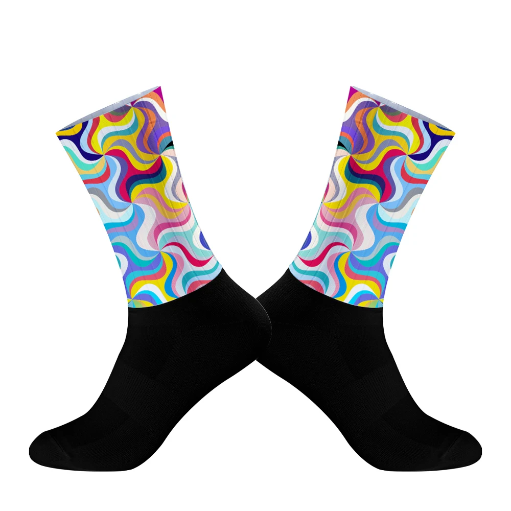 Chaussettes de sport coordonnantes en silicone pour homme, accessoire de cyclisme, de vélo, de course, nouvelle collection 2024