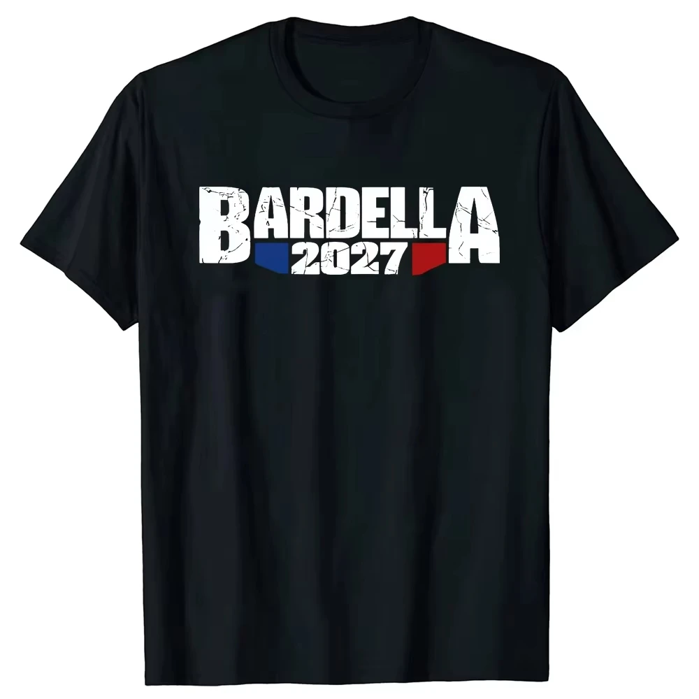 Bardella 2027 Tshirt Retro French Text Bardella Fan Gift T-shirt Street Style Men's Printed Pattern T-shirt Casual Daily T-shirt