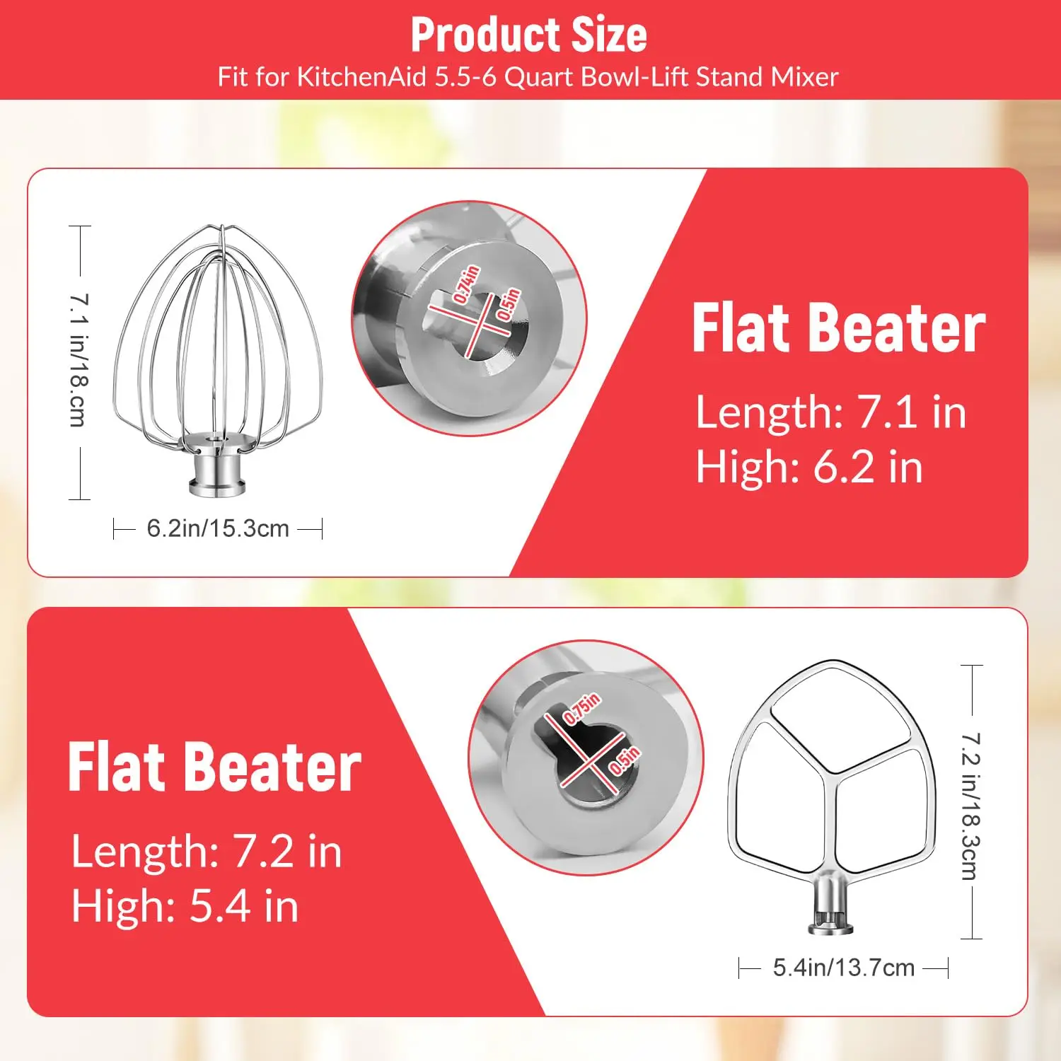 ミキサーアクセサリー キッチンエイド用 6QT ステンレススチール フラットビーター & ワイヤーホイップ キッチンエイド用ホルダー キッチンエイドアタッチメント用