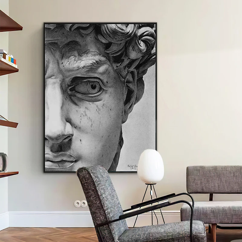 

Figure Painting, David Statue Poster, David Poster, Printed Wall Painting, Modern Simple Fashion Background, Personalized Creati