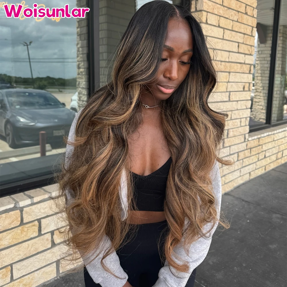 

Ombre brown and black lace Front Human Hair Wigs Pre plucked body wave 200% For women 13x6 13x4 Transparent Lace Human hair 100%