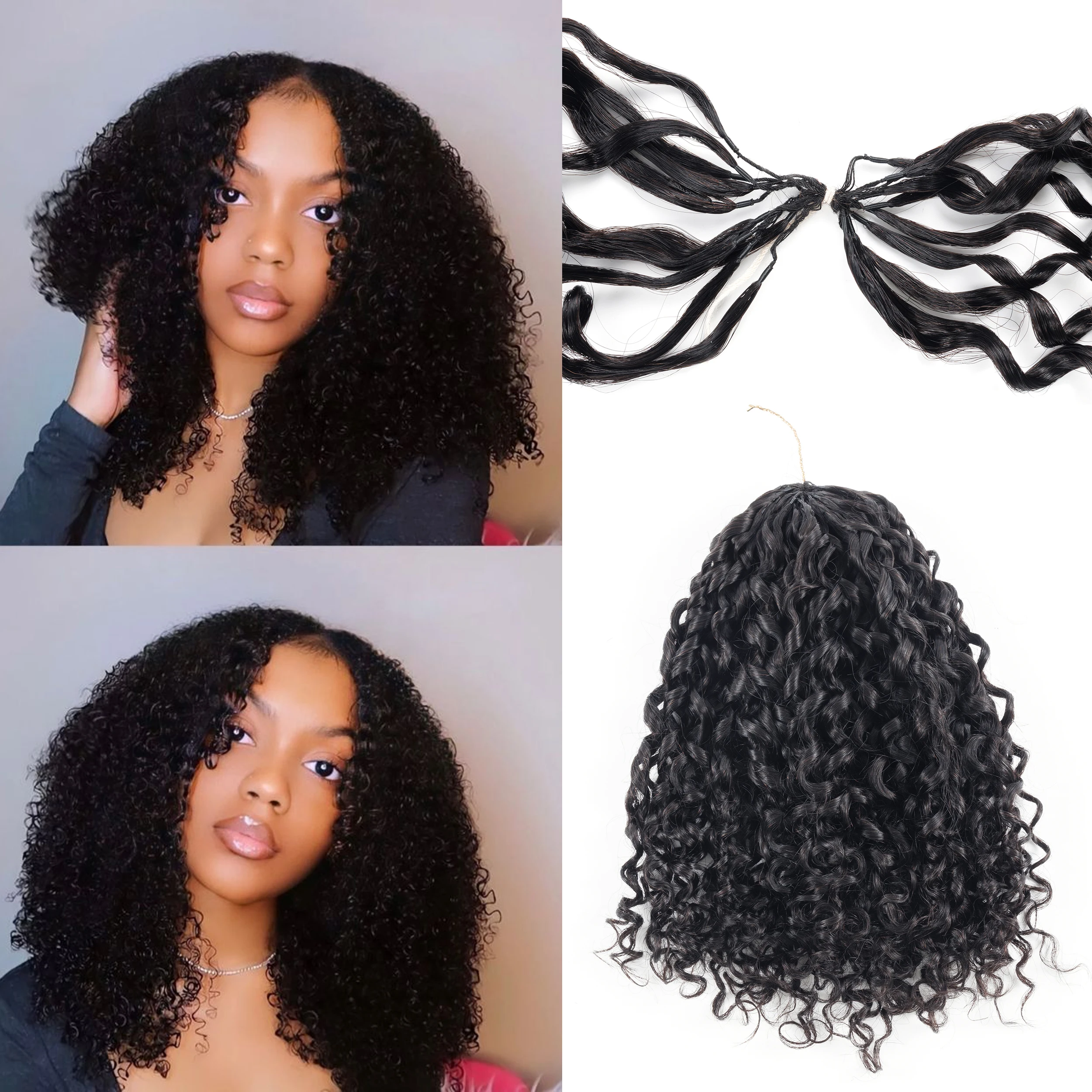 

Knotless Small Spirals Curly Feather Crochet Hair Braid Human Hair Extensions Invisible Pre-Separated Pixie Curls Crochet Hair