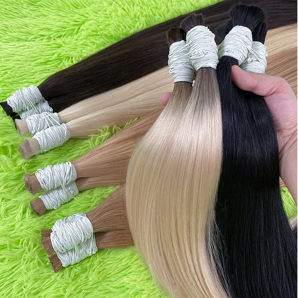 Colored Straight Human Hair Bulk for Braiding reference detail