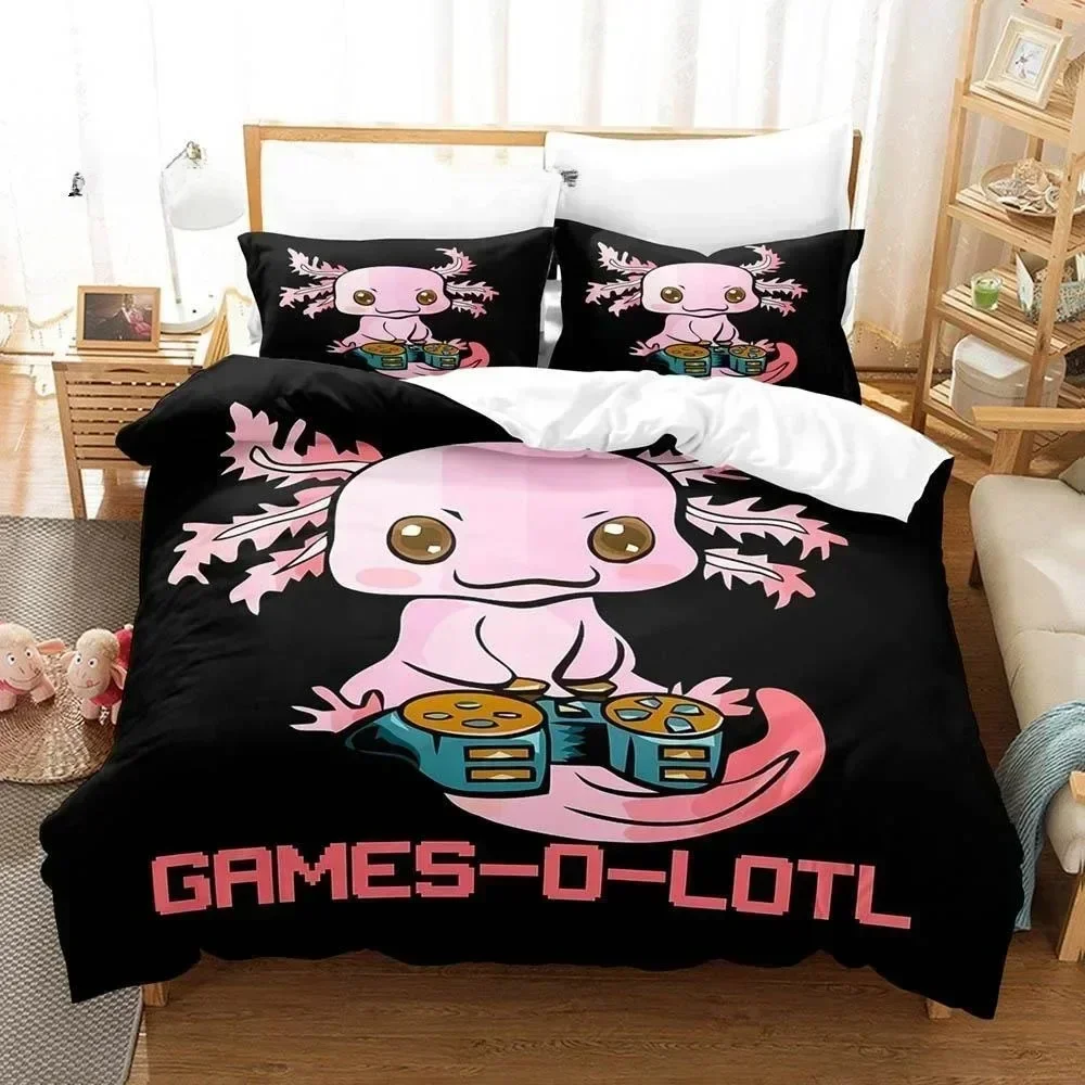 

Fashion Cartoons Game Gamesolotl Axolochi Bedding Set Printed With Pillowcase Duvet Cover Soft Queen King Size Bedclothes Home