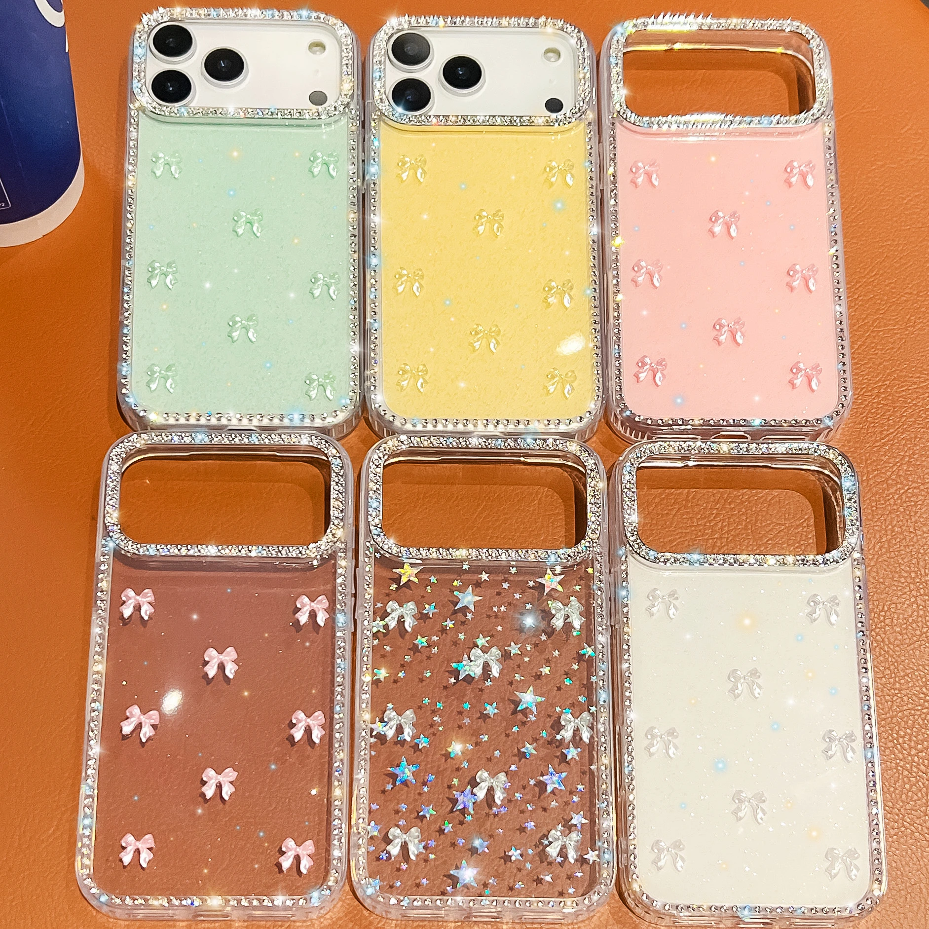 

Glitter Shining Diamonds Stars Case For iPhone 17 Air 16 15 14 13 Plus Luxury Full Rhinestones Candy Jelly Hard Acrylic Cover