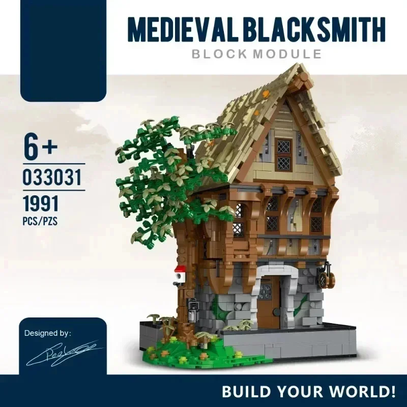 MOC Medieval House Model DIY Building Blocks Kits Blacksmith Tavern with LED Technical Brick Toys Adults Children for Gifts