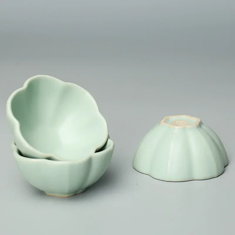 Ceramic Tea Set High-End Tea Cup Kung Fu Tea Cup Ru Ruyao Ware Retro Style Bowls Bubble Teacups