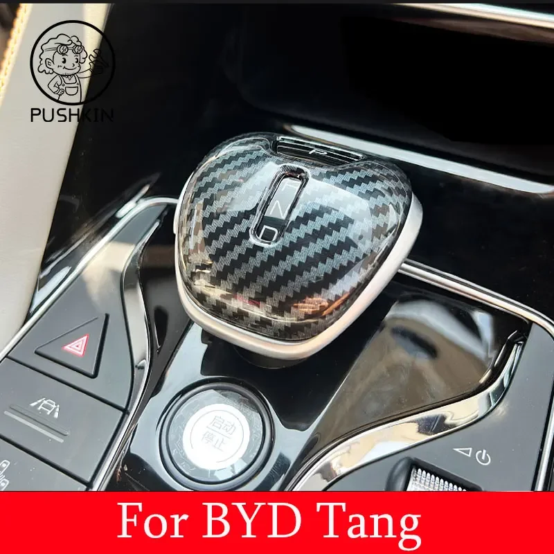 

Matte Carbon Garnish Interior Trim Car Gear Shift Handle Knob Frame Decor Sticker Cover For BYD Tang Han Song Plus Accessories