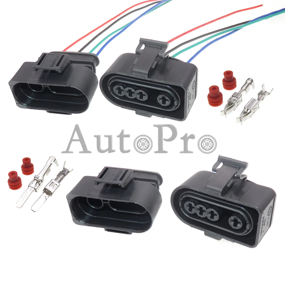 1 Set 4 Hole 3A0973334 AC Assembly Automobile Connector Accessories 3A0973304 Car Oxygen Sensor Wire Cable Socket For VW Audi