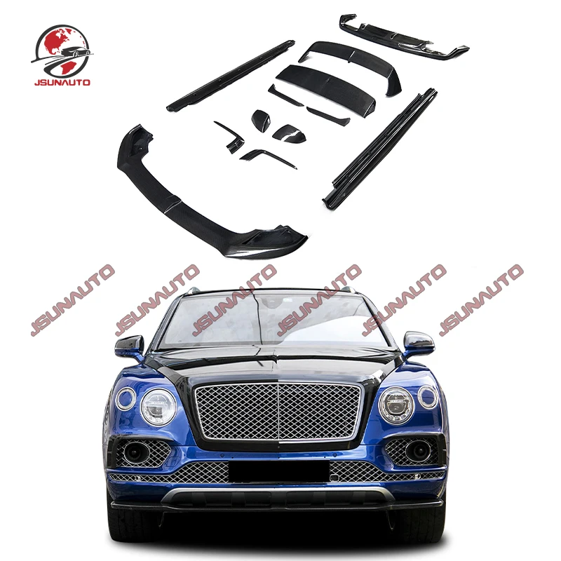 

High Quality For Bentayga W12 Style Carbon Fiber Front Bumper Lip Side Skirts For Bentley Bentayga Rear Diffuser Spoiler