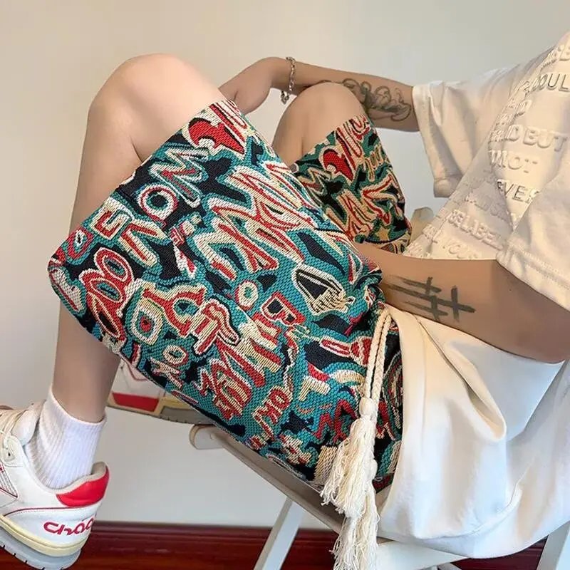 

Trendy fiti Letter Men's orts Casual Loose Summer Beach Sports Pants for Teens And Students Polyester Fiber Breathable