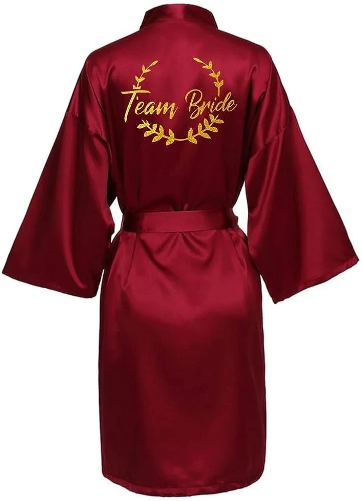 Satin Silk Robes Wedding BathRobe Bride Bridesmaid Dress Women Clothing Sleepwear Gold Letter SP092