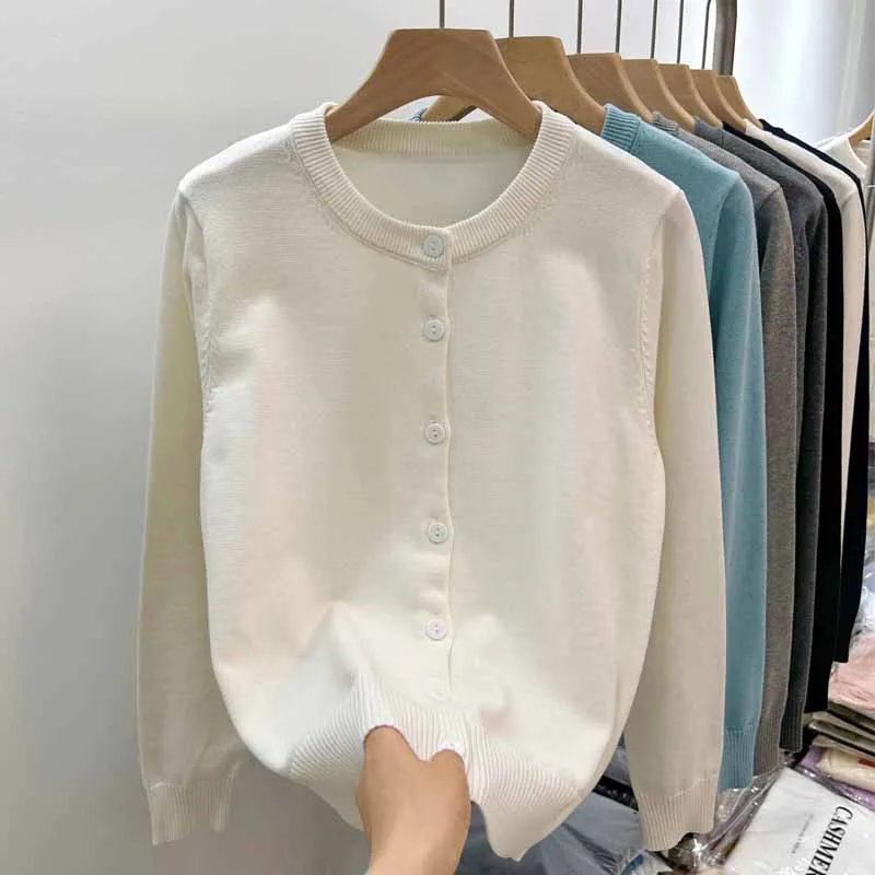 Sueter Feminino Knitted Sweater Women Cardigans 2026 Fashion Long Sleeve O-Neck Knit Sweater Cardigan Women Tops Knitwears Q6471