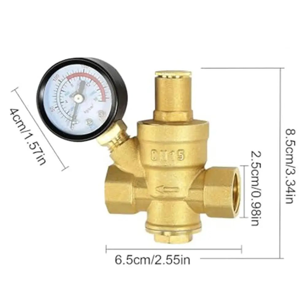 Water Flow Management Valve Brass Pressure Reducer 1 2-Inch Connection Easy Adjustment Tool High Pressure Resistance