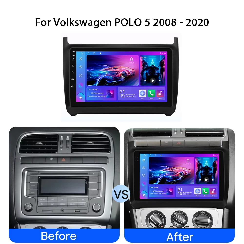 راديو سيارة ذكي 8 Core Android 15 لسيارة Volkswagen POLO 5 2008 - 2020 CarPlay GPS DSP 4G BT 2DIN مشغل شاشة ستيريو