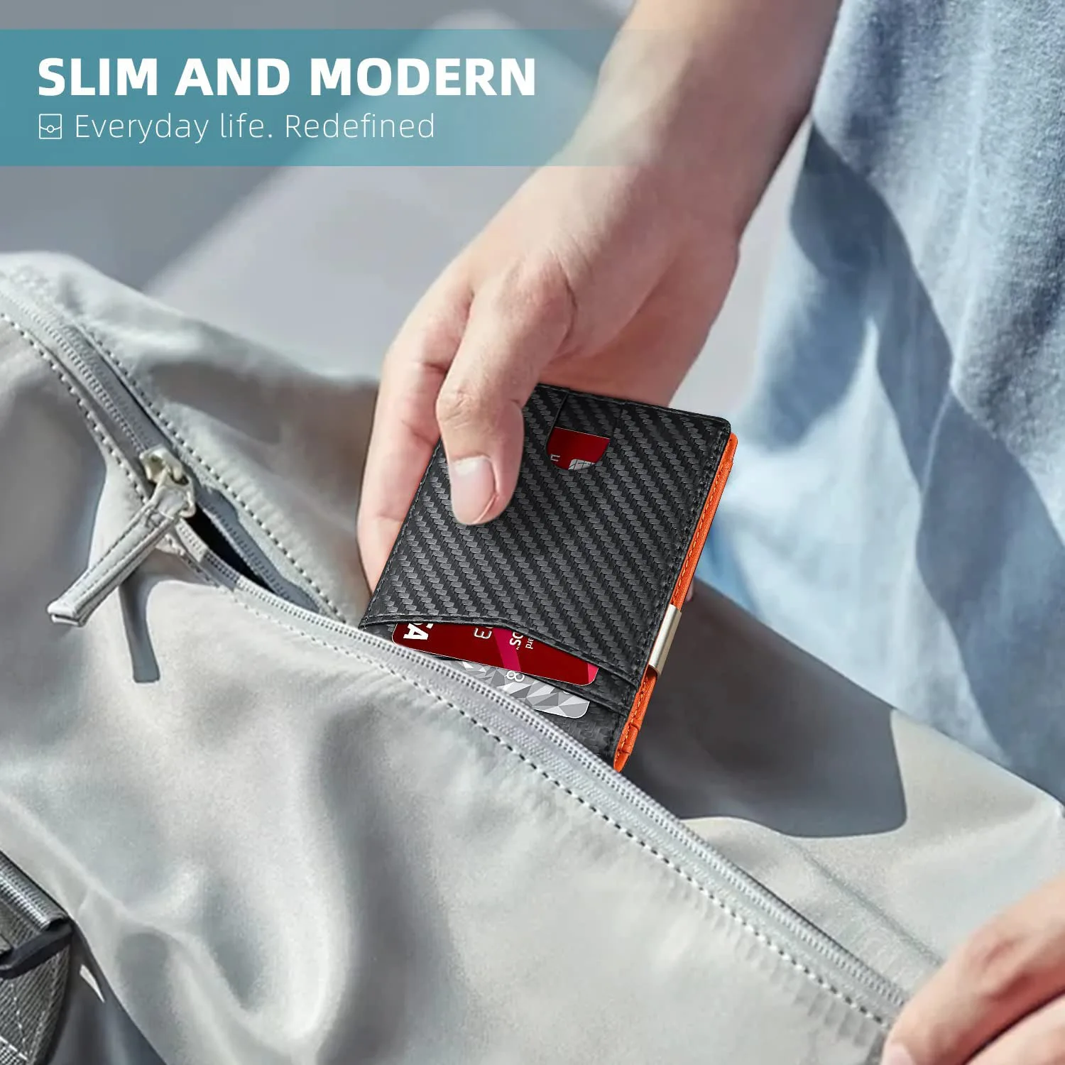`Men's Minimalist Ultra‑Thin Microfiber Bifold Wallet RFID Blocking ID Window Money Clip Credit Card Holder Purse`