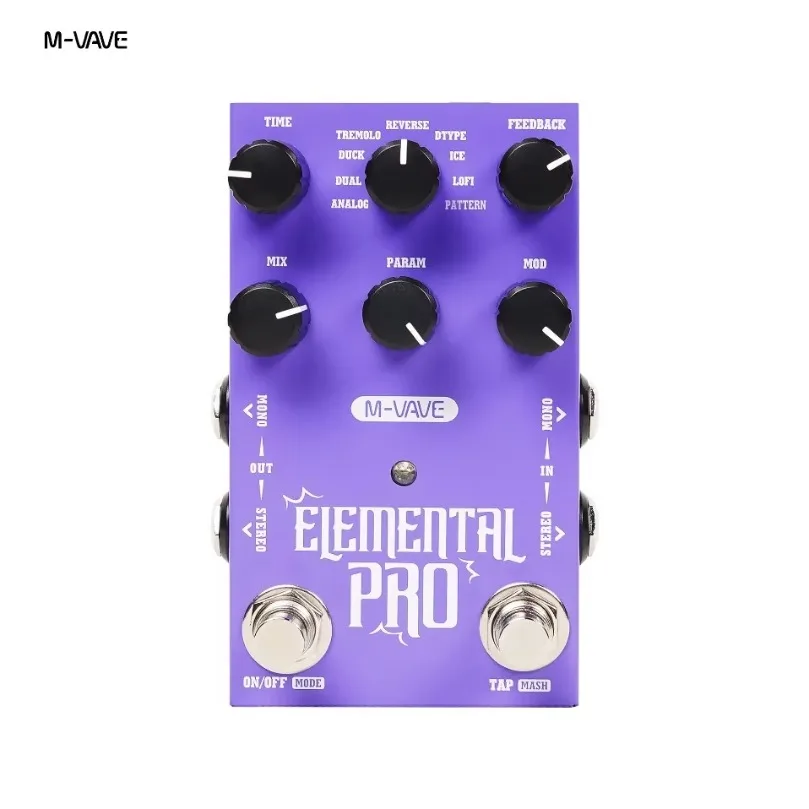 M-VAVE Stereo Pong Delay Stompbox, 9 Analog Reverse ICE LOFI Modes TAP Tempo MASH Infinite Hold USB DC 9V Guitar Effect Pedal