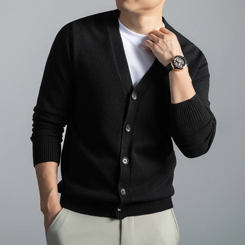 

Men's Knitted V-Ne Button-Up Cardigan Casual Loose Fit Long Sve Breathable Comfortable Versatile Dad Clothes