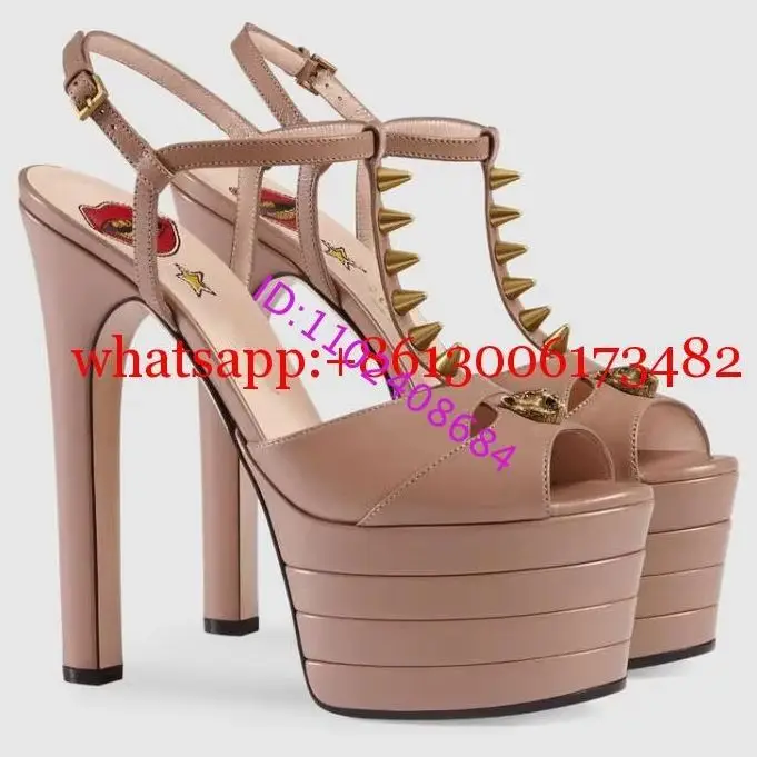 Women's Summer High Heel Sandals Platform Open Toe T-Strap Shoes for Women