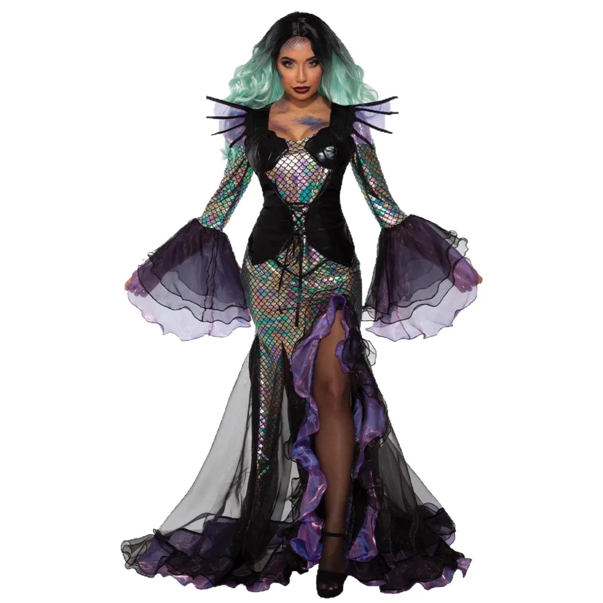 Halloween-Horror-Kostüm, böses Vampir-Meerjungfrauenkleid, Karneval, Cosplay, für Erwachsene, Damen, mutierte Meerjungfrau, Maskerade, Bühnenkostüm – Detail 2