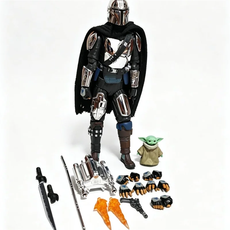 MAFEX 256 The Mandalorian Glogu Actionfigur Star Wars Mandalorian Figur 6 Zoll Galvanisierte Version Plating Edition Sammlerstück – Detail 3