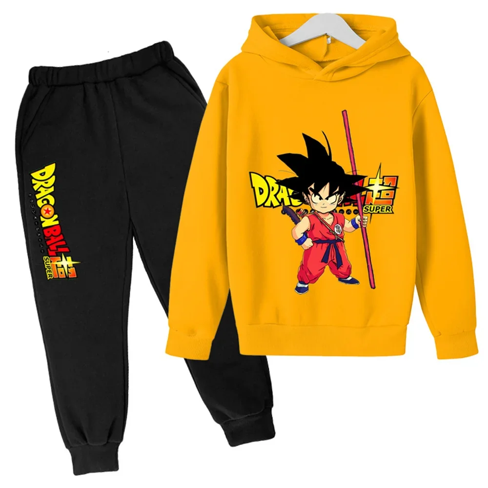 Ensemble sweat à capuche et pantalon pour enfants, vêtements pour garçons et filles, survêtement pour tout-petits, dessin animé, Dragonball, Goku, printemps, automne, 2 pièces