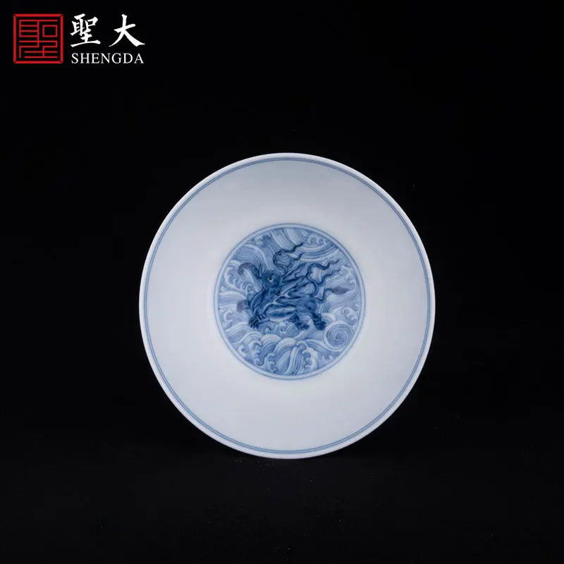 |ancient tea cup ceramic hand-painted blue and white sea animal pattern master cup Jingdezhen all manual tea set tea cup