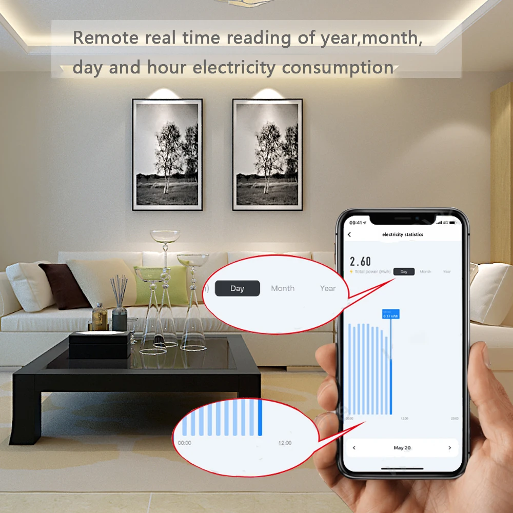 2P 3mod Single Phase Ewelink WiFI Energy Monitoring Circuit Breaker With Amazon Alexa And Google Home