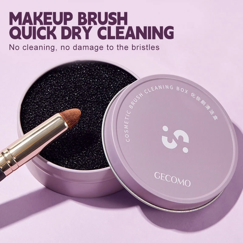 Scatola per la pulizia dei pennelli per il trucco Spugna per la pulizia rapida Pennelli per ombretti Detergente a secco Lavaggio cosmetico Strumento per la polvere pulita Accessori per il trucco