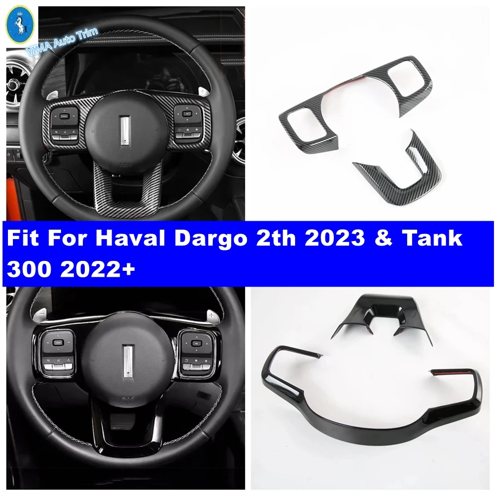 

ABS Auto Steering Wheel Decoration Frame Cover Trim For Haval Dargo 2th 2023 2024 / Tank 300 2022 2023 Carbon Fiber Accessories