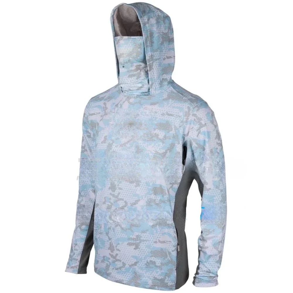 قميص صيد طويل الأكمام للأطفال مع قناع ، سترة بغطاء للرقبة ، إبقاء الرأس دافئًا ، المشي لمسافات طويلة والجري في الهواء الطلق ، Upf 50 Plus