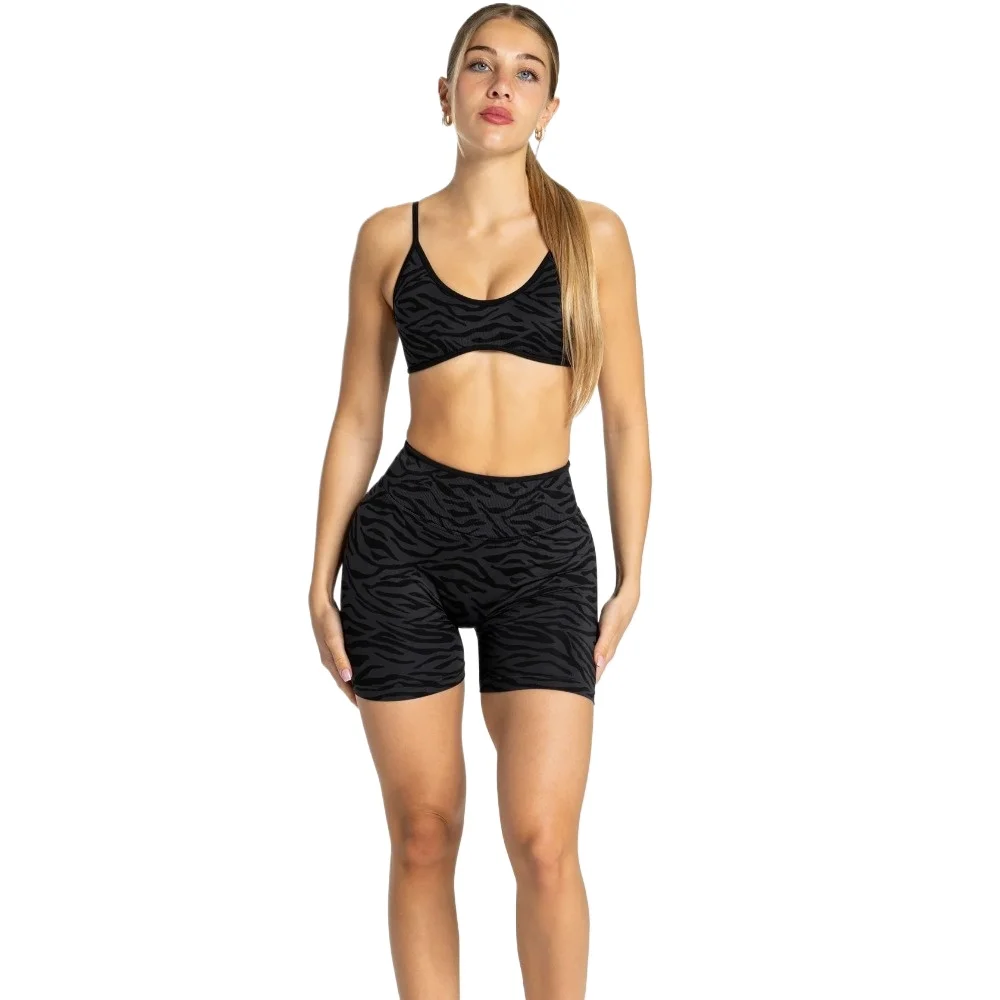 Women's Workout Shorts Zebra Contrastline — Seamless