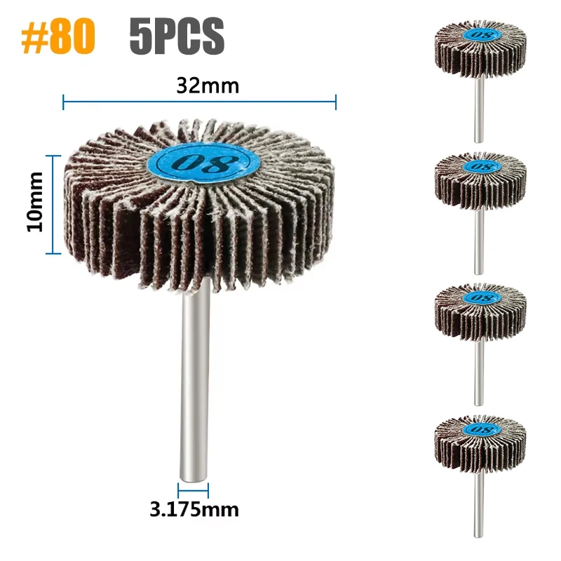 5/10pcs Sanding Flap Wheel Disc 80 Grit Abrasive Grinding Wheel Sandpaper Polishing Tools For Dremel Rotary Tool