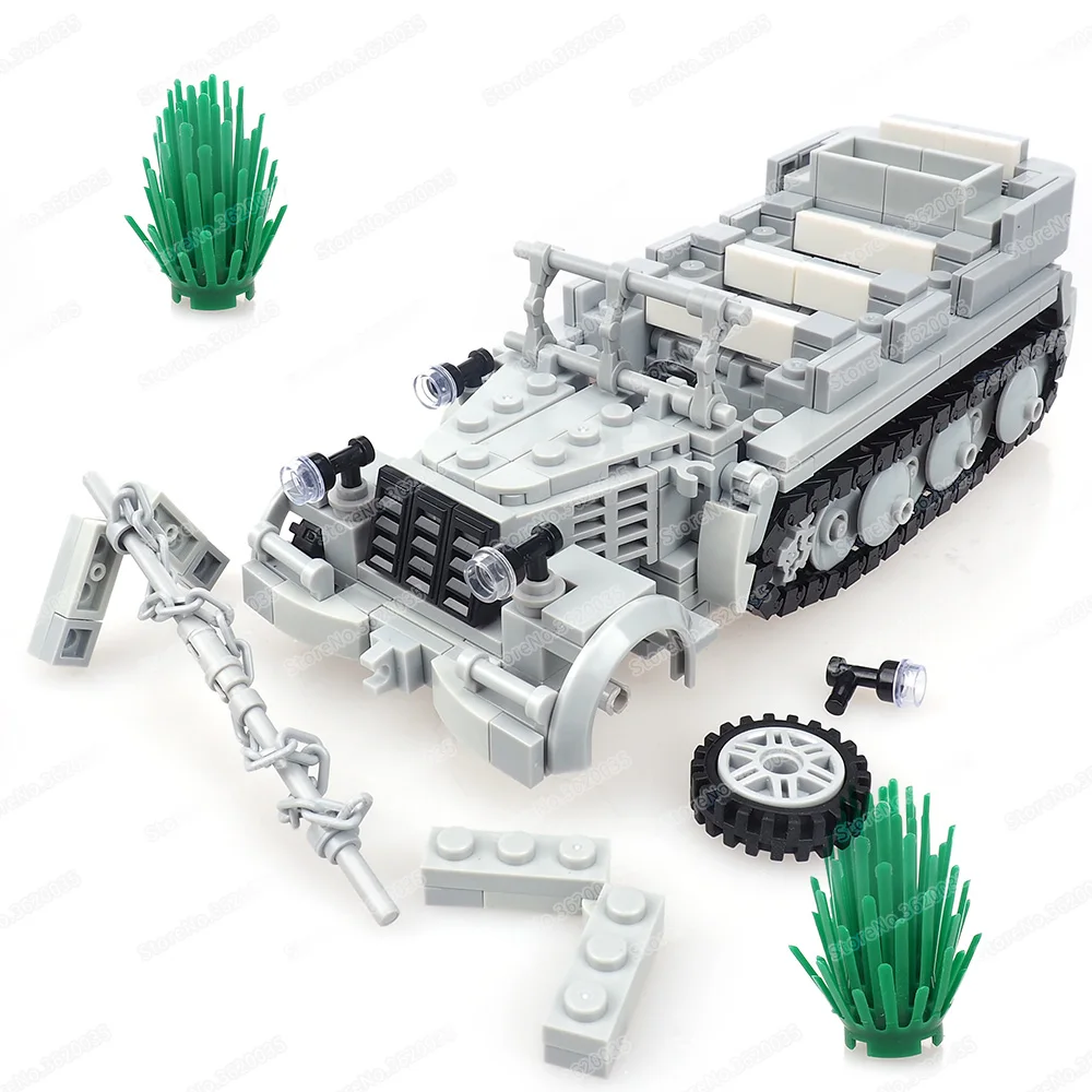 Steel Germany SD.KFZ.7 Half Track Armored Vehicle Building Block Assemble Military Figures WW2 Troop Carrier Model Child Boy Toy